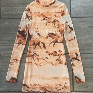 Urban Outfitters Beige and Brown Mesh Dress